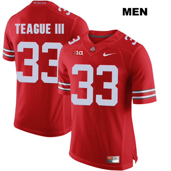 Ohio State Buckeyes Men's Master Teague #33 Red Authentic Nike College NCAA Stitched Football Jersey BG19E41IP